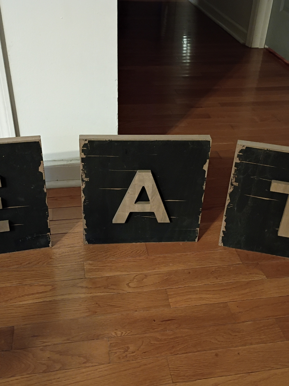 Wooden Letter A Wall Accent - Black and Natural Finish